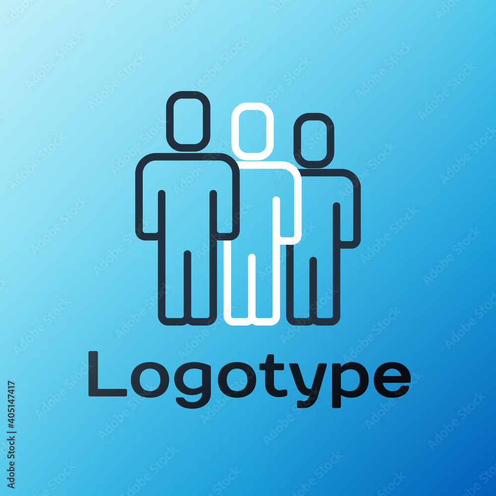 Line Users group icon isolated on blue background.group of people icon.Business avatar symbol-us（线路用