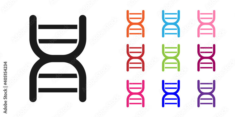 白色背景上隔离的黑色DNA符号图标。将图标设置为彩色。矢量。