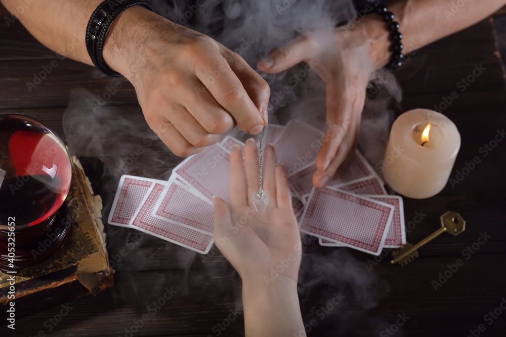 Fortune teller reading clients future