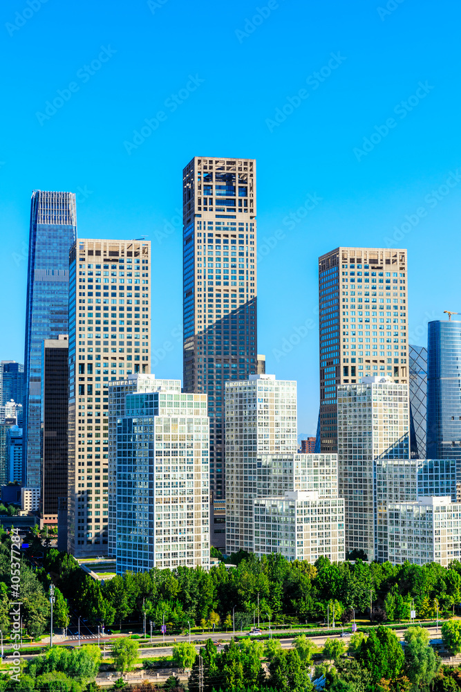 Modern city skyline and buildings in Beijing,China.