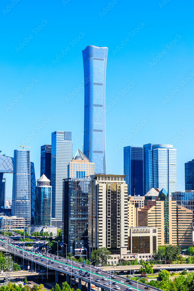 Modern city skyline and buildings in Beijing,China.