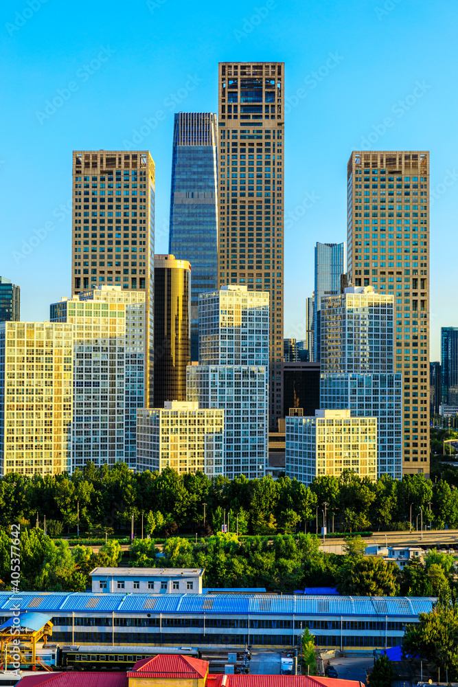 Modern city skyline and buildings in Beijing,China.