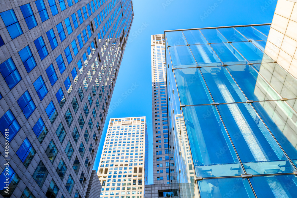 Modern urban commercial architecture scene in Beijing.low angle view.