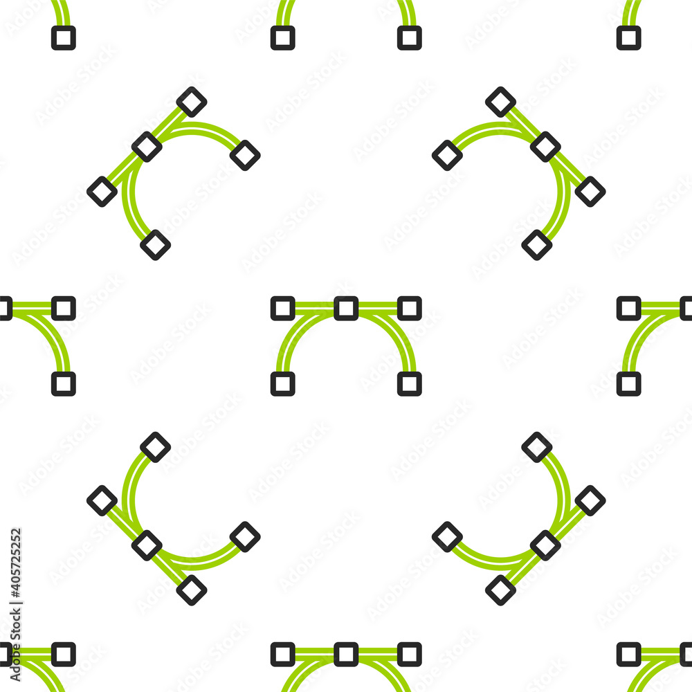 线条贝塞尔曲线图标在白色背景上隔离无缝图案。画笔工具图标。矢量。