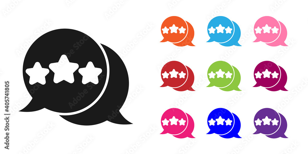 Black Five stars customer product rating review icon isolated on white background. Favorite, best ra