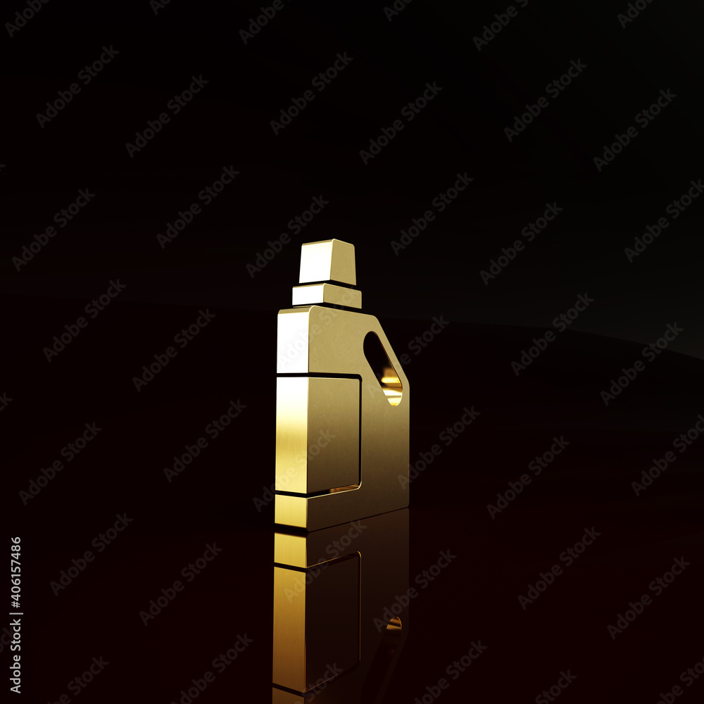 Gold Plastic bottle for laundry detergent, bleach, dishwashing liquid or another cleaning agent icon