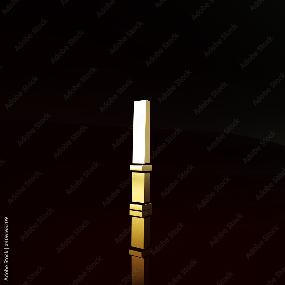 Gold Magic wand icon isolated on brown background. Star shape magic accessory. Magical power. Minima