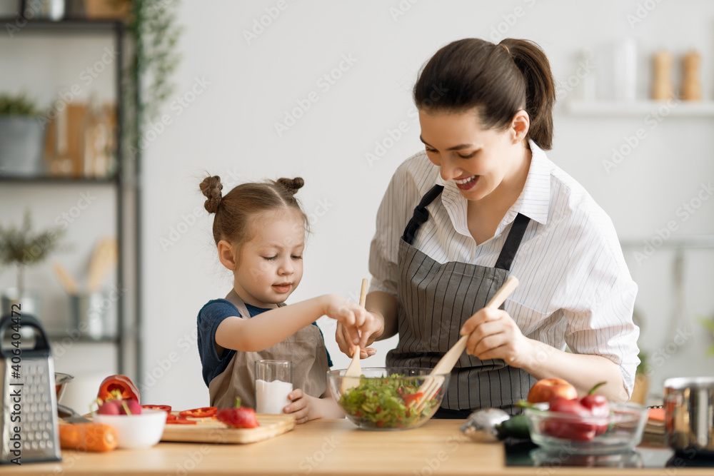 Happy family in the kitchen.