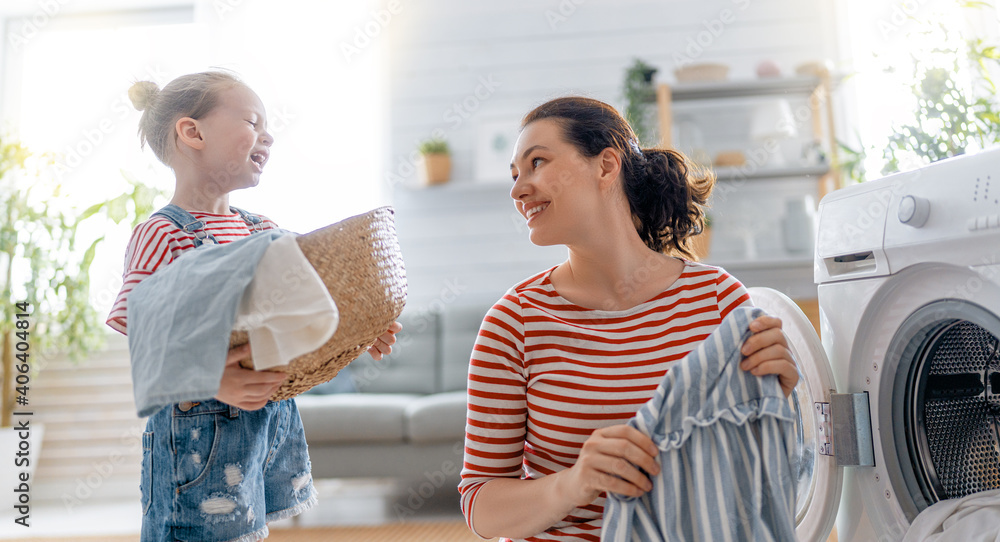 family doing laundry