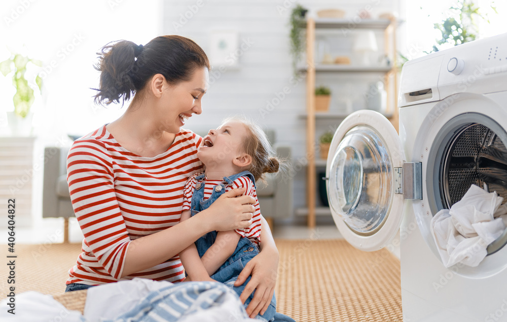 family doing laundry