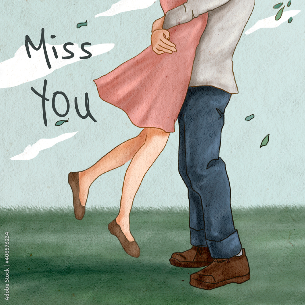 Romantic Valentine’s day quote Miss You couple social media post