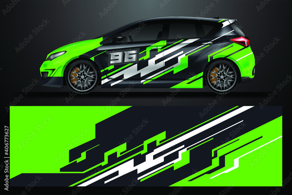 Car Decal Wrap Design Vector. Graphic abstract stripe racing background kit design