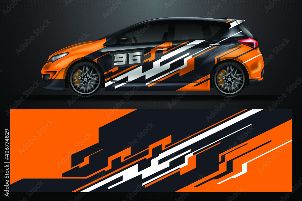 Car Decal Wrap Design Vector. Graphic abstract stripe racing background kit design