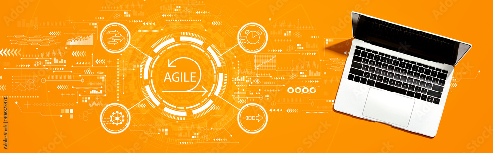 Agile concept with a laptop computer on a desk