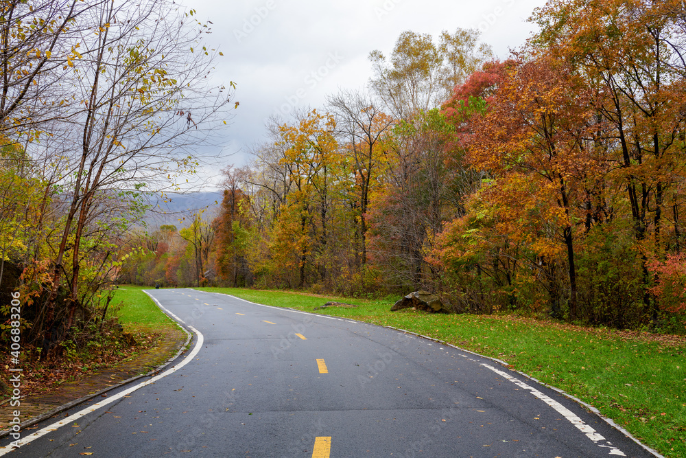 The beautiful autumn landcsape of Jinlong Mountain of Harbin, China.