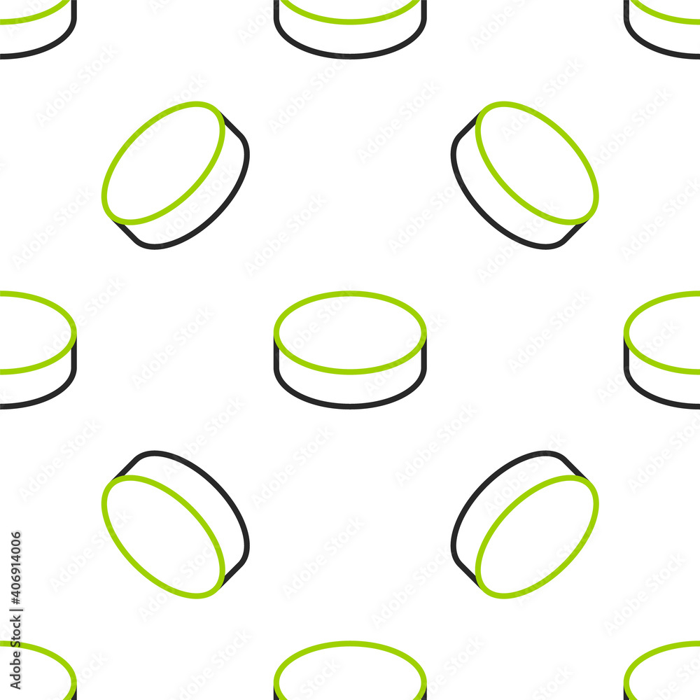 Line Hockey puck icon isolated seamless pattern on white background. Vector Illustration.