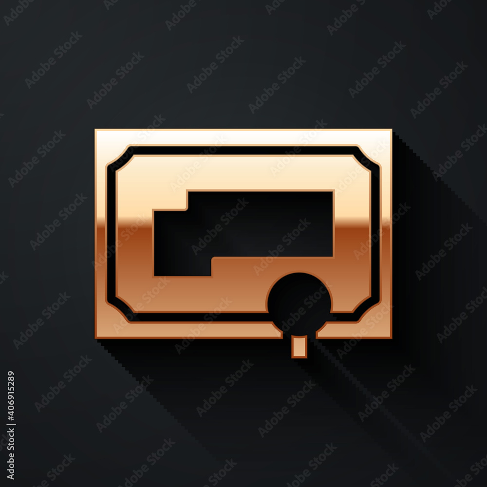 Gold Certificate template icon isolated on black background. Achievement, award, degree, grant, dipl