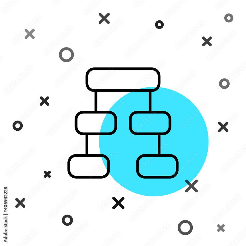 黑线业务层次结构有机图信息图图标隔离在白底上。语料库