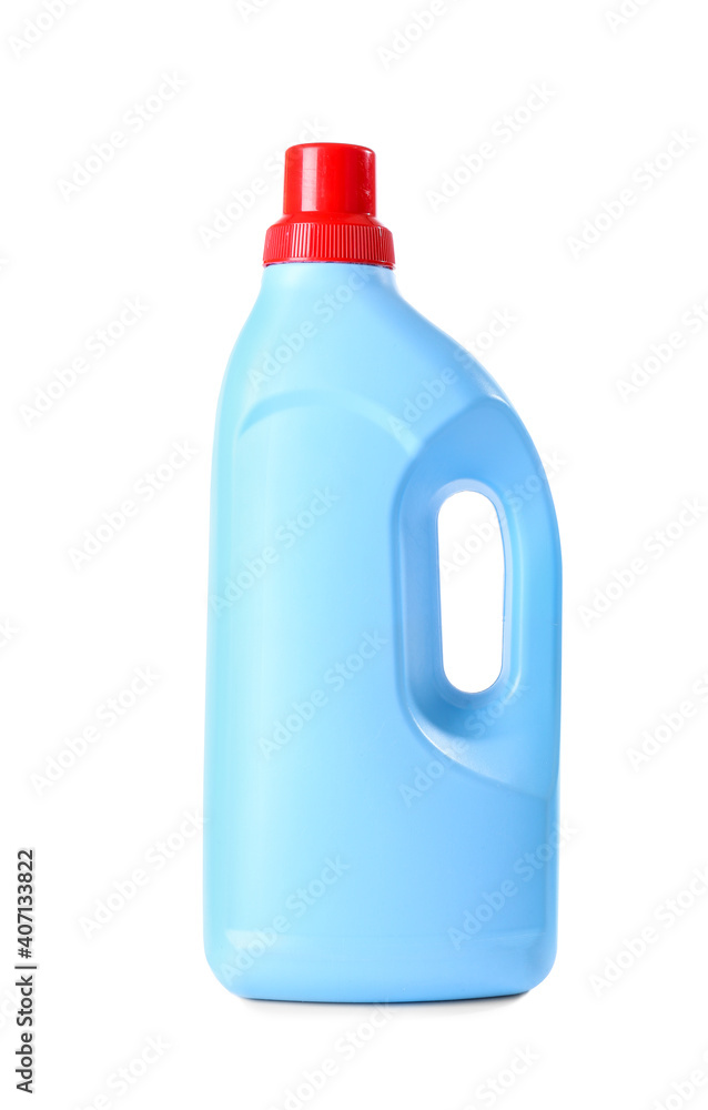 Bottle of detergent on white background