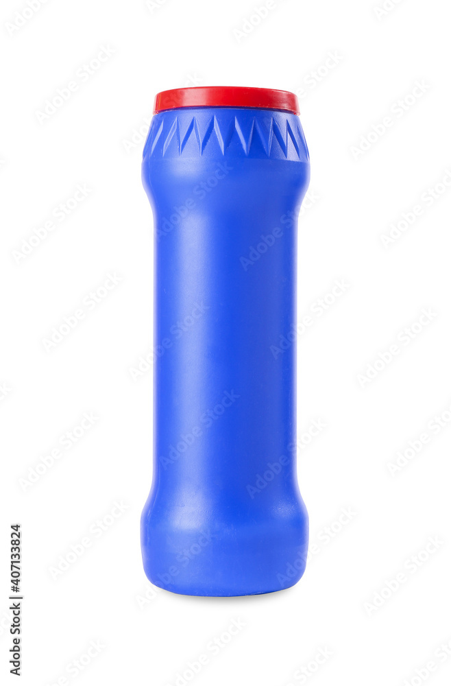 Bottle of detergent on white background