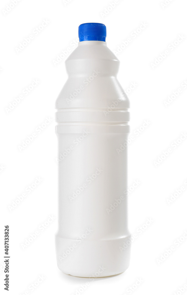 Bottle of detergent on white background