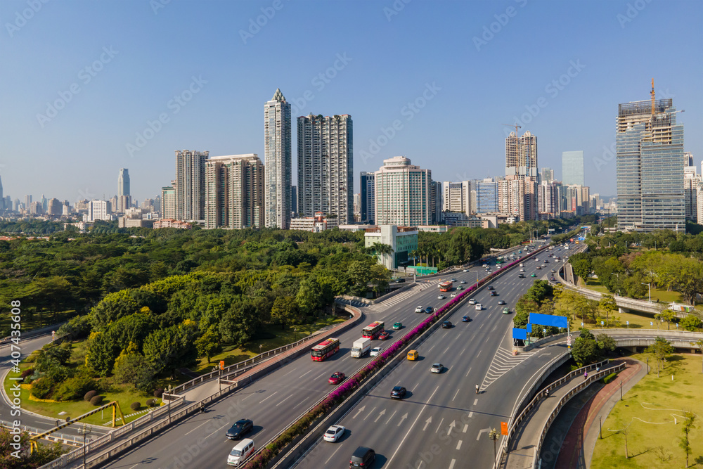 Aerial photography of Guangzhou, China, urban architectural landscape