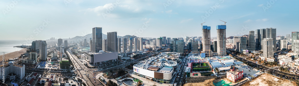 Aerial photography of modern urban architectural landscape of Qingdao, China