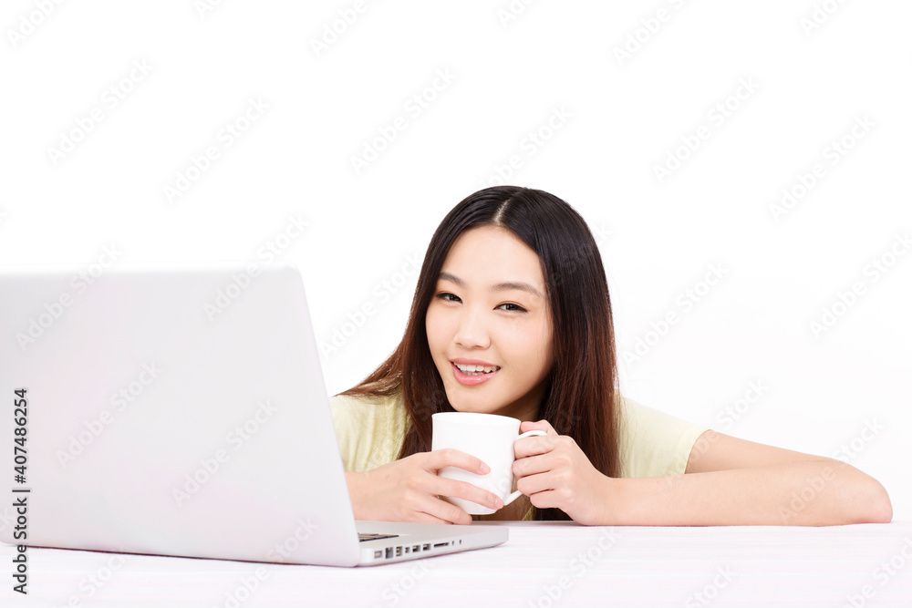 Young woman using computer