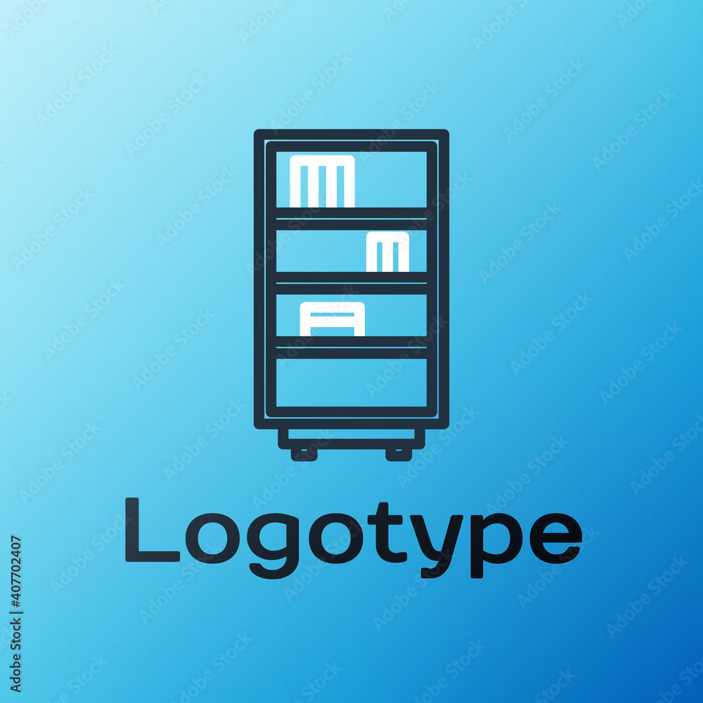 Line Library bookshelf icon isolated on blue background. Colorful outline concept. Vector Illustrati