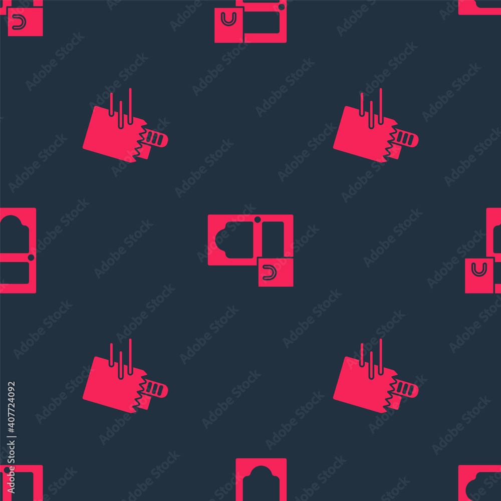 Set Online ordering and delivery and on seamless pattern. Vector.