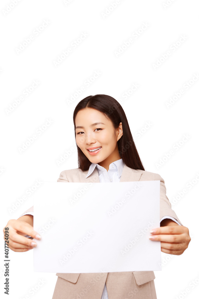 Business woman with white board