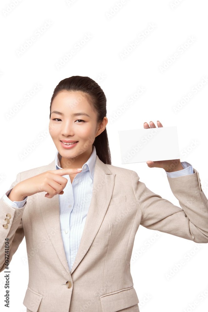 Business woman with white board