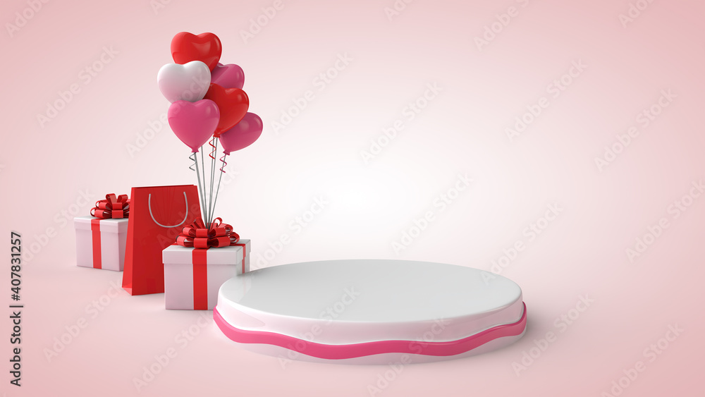 3d illustration. Valentines day , International Womens Day special offer and sale background. Podi