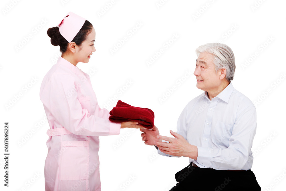 The nurse send clothes for patient