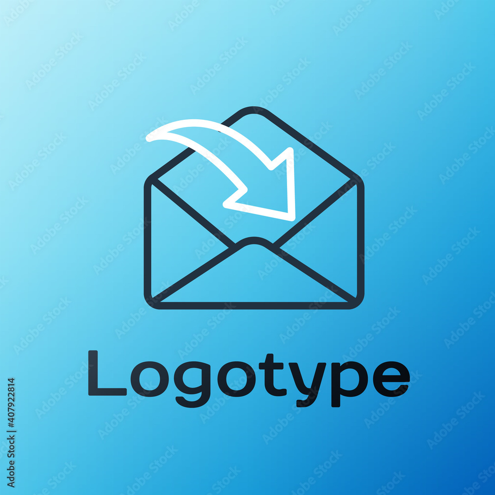 Line Envelope icon isolated on blue background. Received message concept. New, email incoming messag