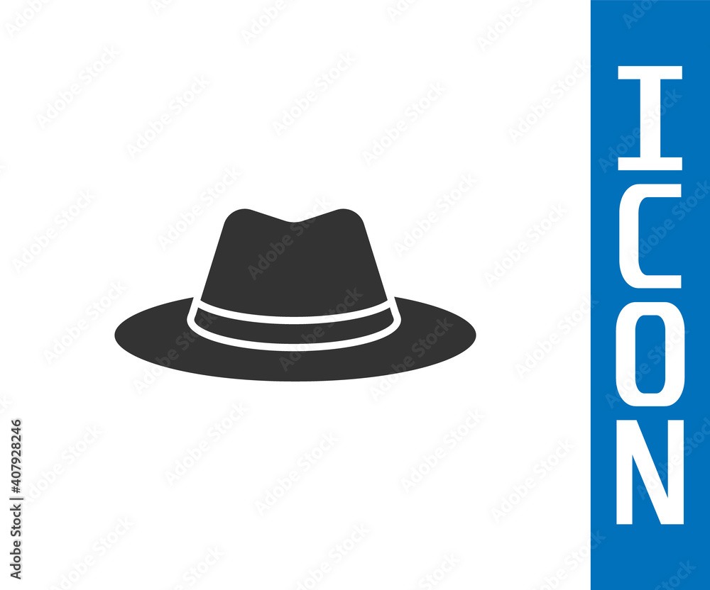 Grey Western cowboy hat icon isolated on white background. Vector.