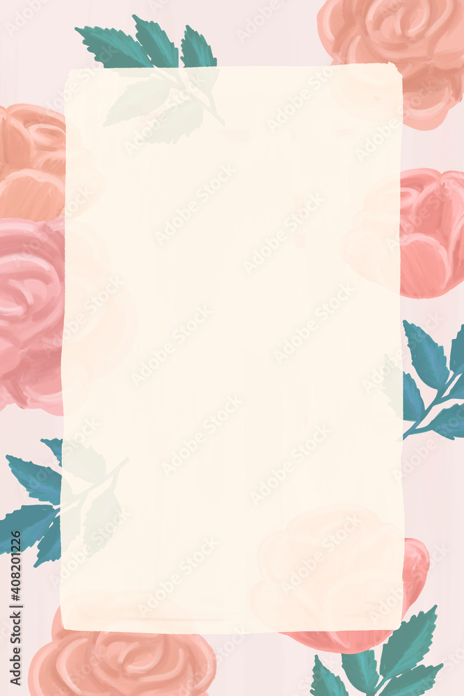 Rectangle rose frame vector