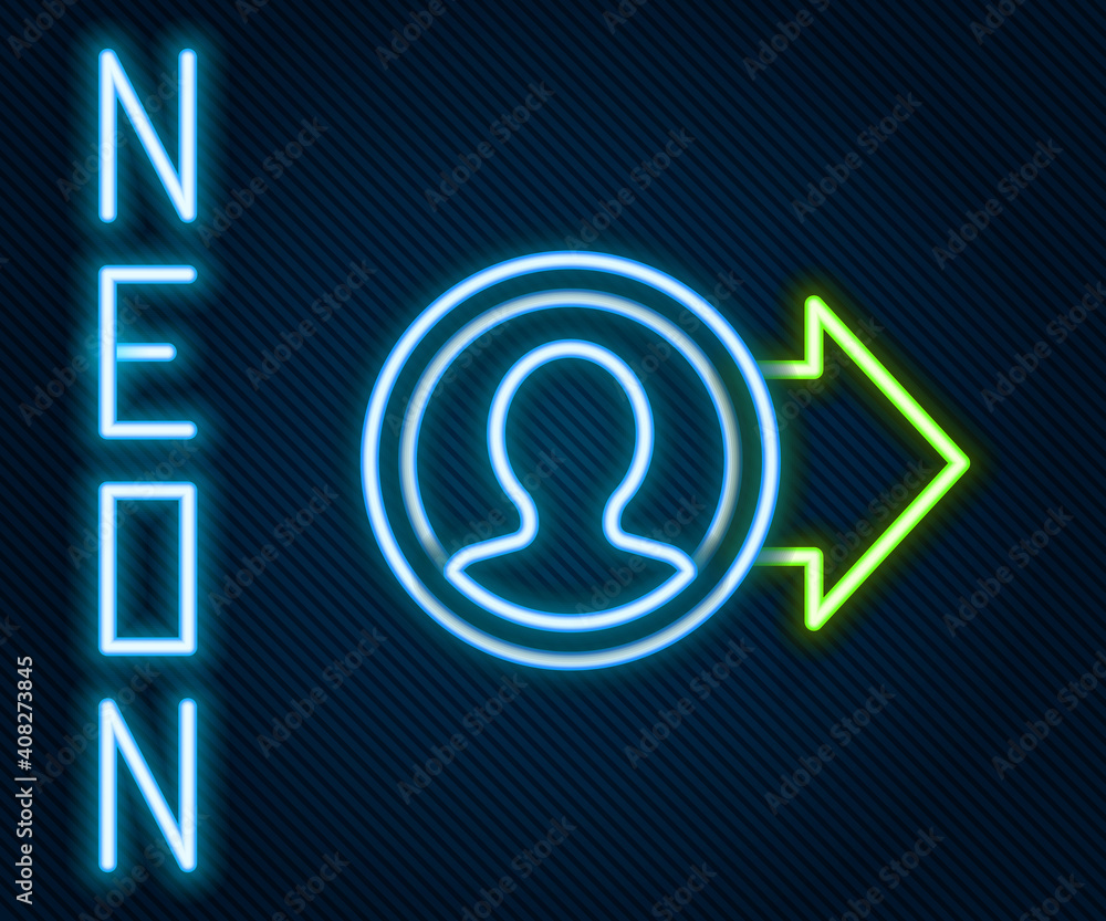 Glowing neon line Job promotion icon isolated on black background. Success, achievement, motivation 