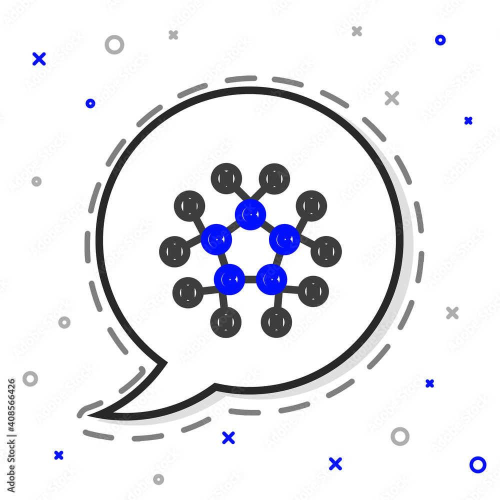 白色背景上分离的线分子油图标。化学中的分子结构。彩色o