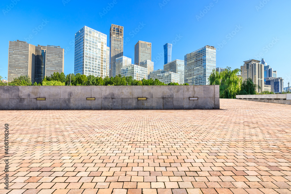 中国北京的空平方楼和现代城市商业建筑。