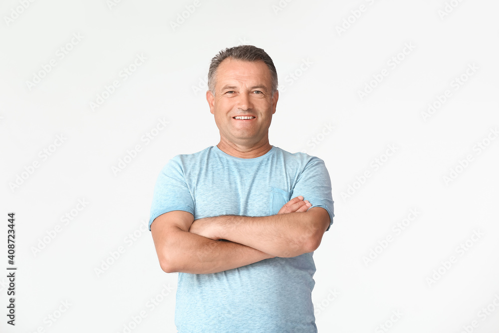 Portrait of senior man on white background