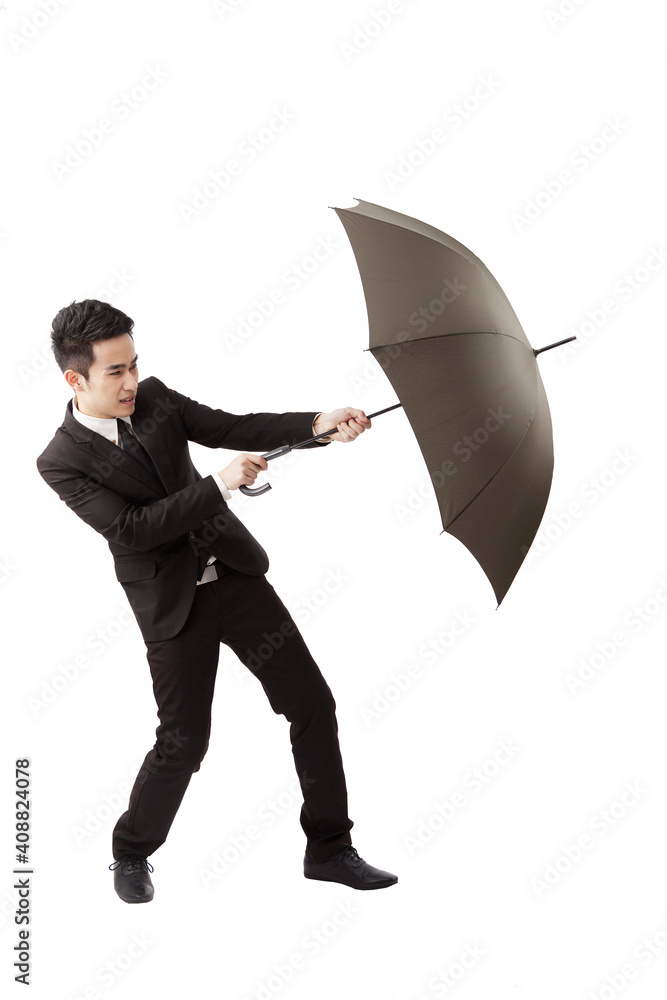 Business people and umbrella