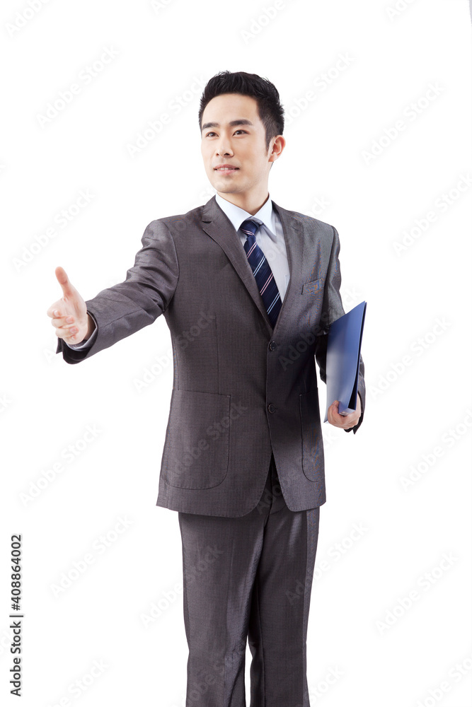 Business people holding a folder