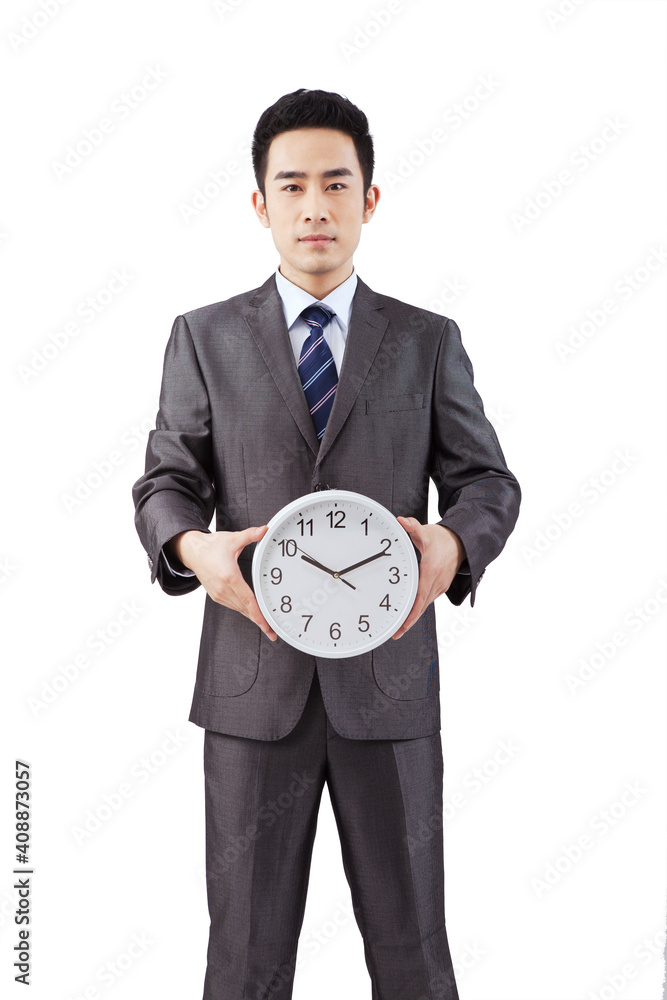 Business people and clock