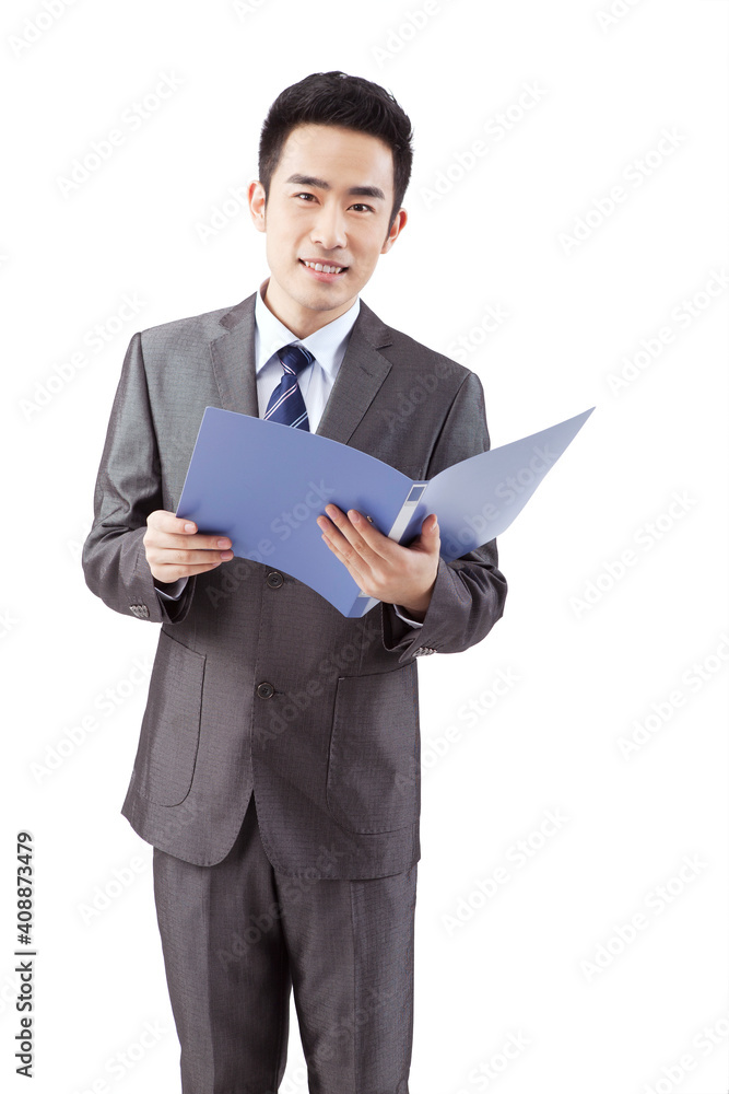 Business people holding a folder