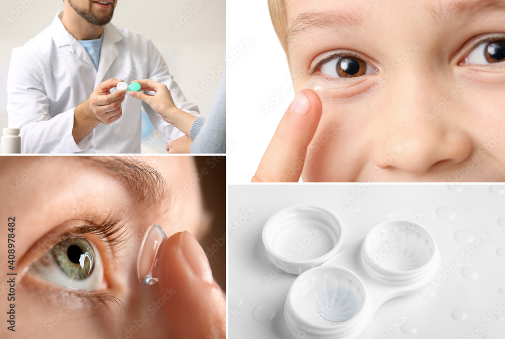 Collage of different people with contact lenses