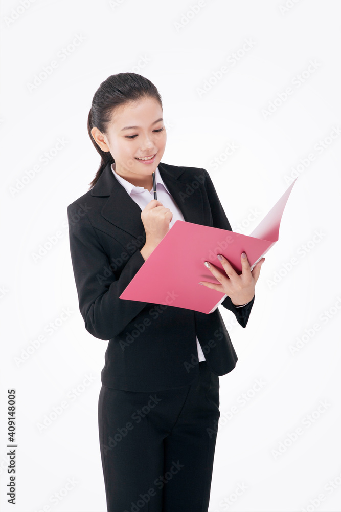 Fashion business woman holding a folder