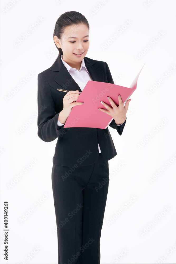 Fashion business woman holding a folder