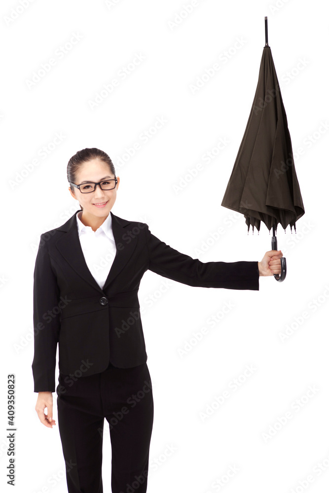 Business woman holding an umbrella