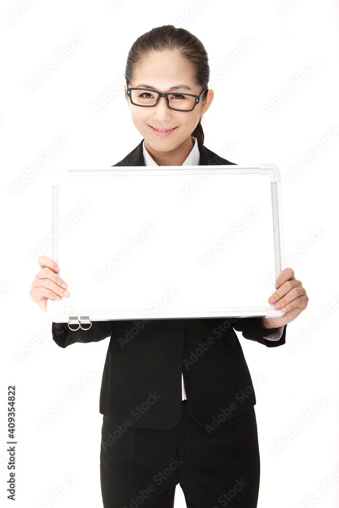 Business lady with white board